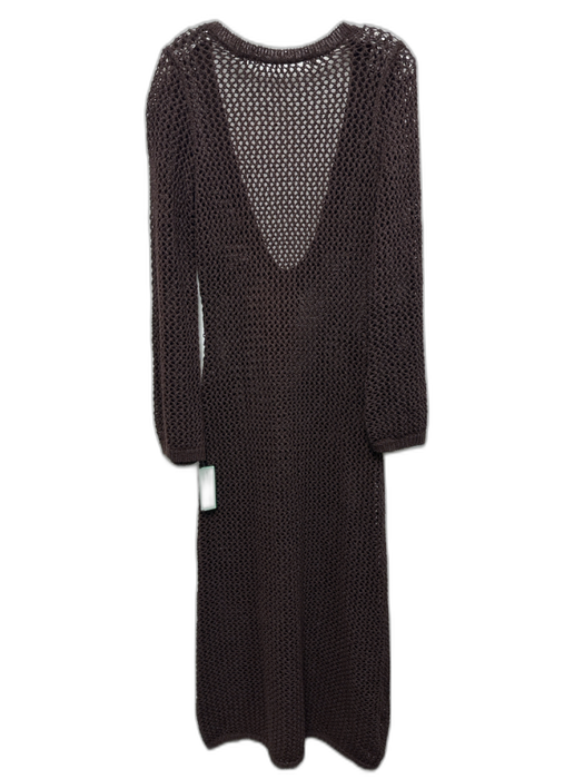 Monday Swimwear Size S Brown Cotton Blend Crochet Scoop Neck Midi Cover Up Dress Brown / S