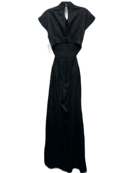 Marlies Grace Size M Black Cotton Backless Cap Sleeve Maxi Dress Black / M