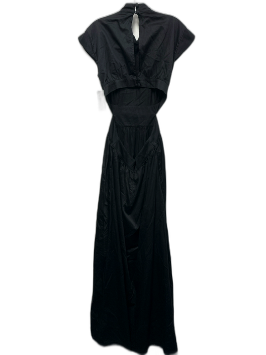 Marlies Grace Size M Black Cotton Backless Cap Sleeve Maxi Dress Black / M