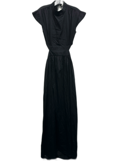 Marlies Grace Size M Black Cotton Backless Cap Sleeve Maxi Dress Black / M