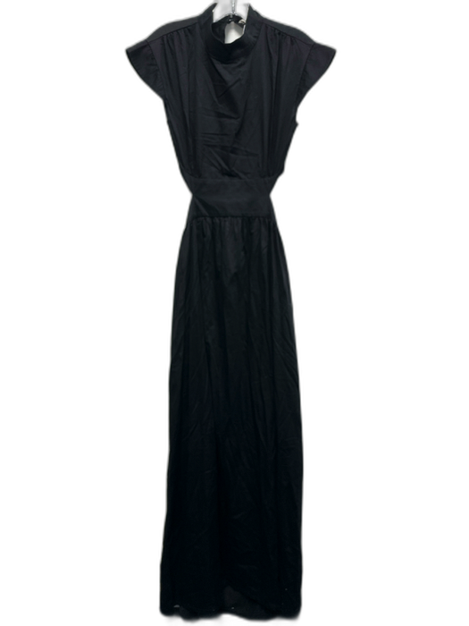 Marlies Grace Size M Black Cotton Backless Cap Sleeve Maxi Dress Black / M