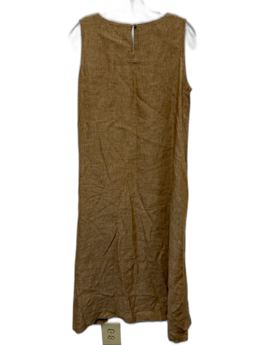 Ichi Antiquites Size One Size Brown Linen Sleeveless Keyhole Back Midi Dress Brown / One Size