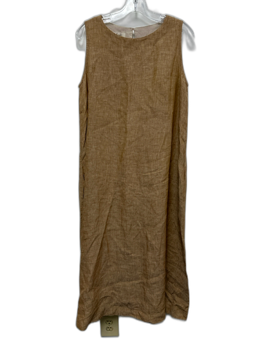 Ichi Antiquites Size One Size Brown Linen Sleeveless Keyhole Back Midi Dress Brown / One Size