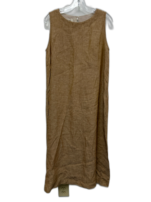 Ichi Antiquites Size One Size Brown Linen Sleeveless Keyhole Back Midi Dress Brown / One Size