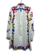 Meghan Fabulous Size M White & Multi Cotton Blend Butterflies Button Down Dress White & Multi / M