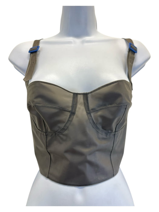 Mugler Size 44 Gray Polyurethane Translucent Cropped Adjustable straps Top Gray / 44