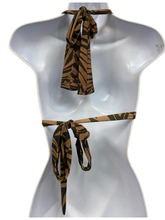 Stone Fox Swim Size S Black & Brown Nylon Blend Tiger Tie Triangle swimwear Black & Brown / S