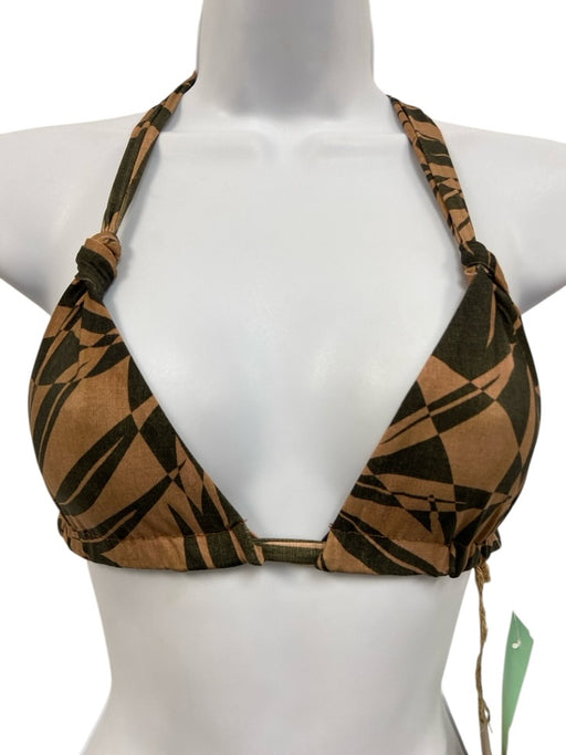 Stone Fox Swim Size S Black & Brown Nylon Blend Tiger Tie Triangle swimwear Black & Brown / S