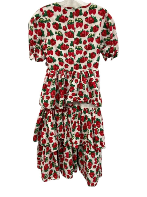 Madelene Simon Size S White, Red, Green Cotton Strawberry Maxi Dress White, Red, Green / S