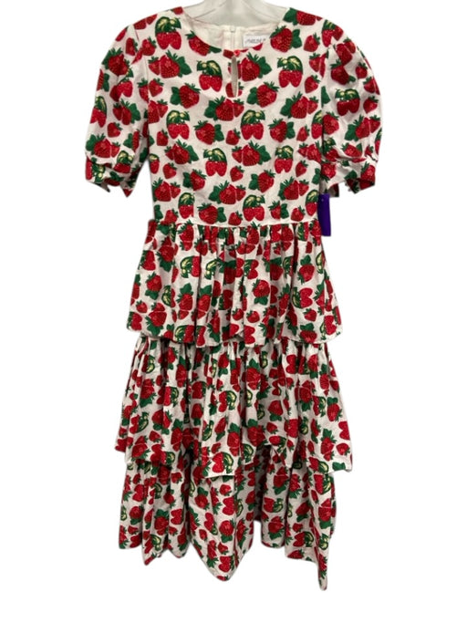 Madelene Simon Size S White, Red, Green Cotton Strawberry Maxi Dress White, Red, Green / S