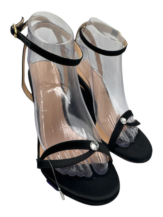 Sitrene Shoe Size 39 Black Satin Upper Leather Ankle Strap Embellished Sandals Black / 39