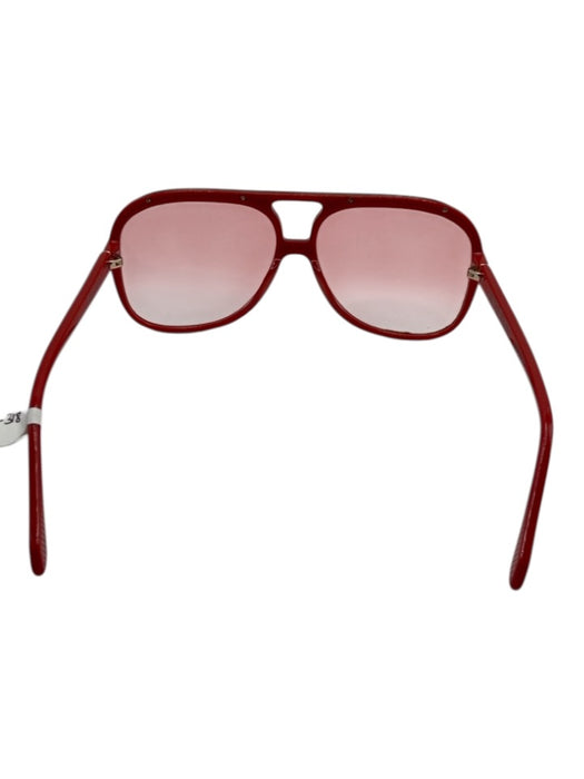 Valley Red Acetate Gradient Brow Bar Aviator Sunglasses Red