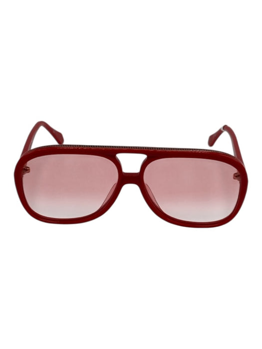 Valley Red Acetate Gradient Brow Bar Aviator Sunglasses Red