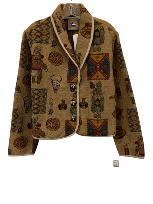 Don't Mess With Texas Size M light brown & multi Cotton Western Theme Jacket light brown & multi / M