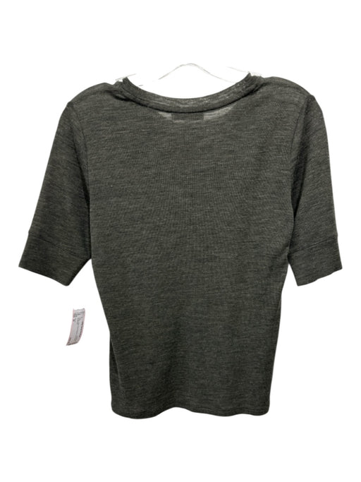 Vince Size M Green Wool Short Sleeve Crew Neck Top Green / M