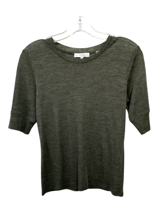 Vince Size M Green Wool Short Sleeve Crew Neck Top Green / M