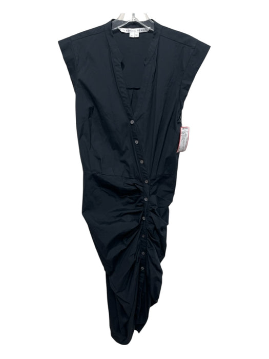 Veronica Beard Size 6 Black Cotton Button Front Poplin Sleeveless Dress Black / 6