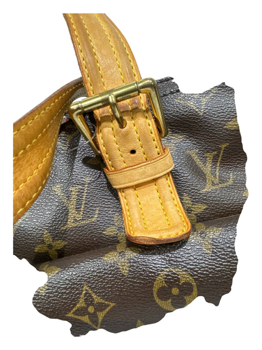 Louis Vuitton Brown & Beige Coated Leather Zip Close Top Handles Monogram Bag Brown & Beige