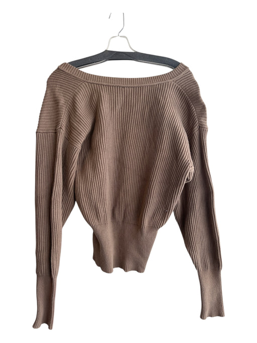 Free People Size XS Green Cotton Blend Knit Ribbed V Neck Oversized Sweater Green / XS