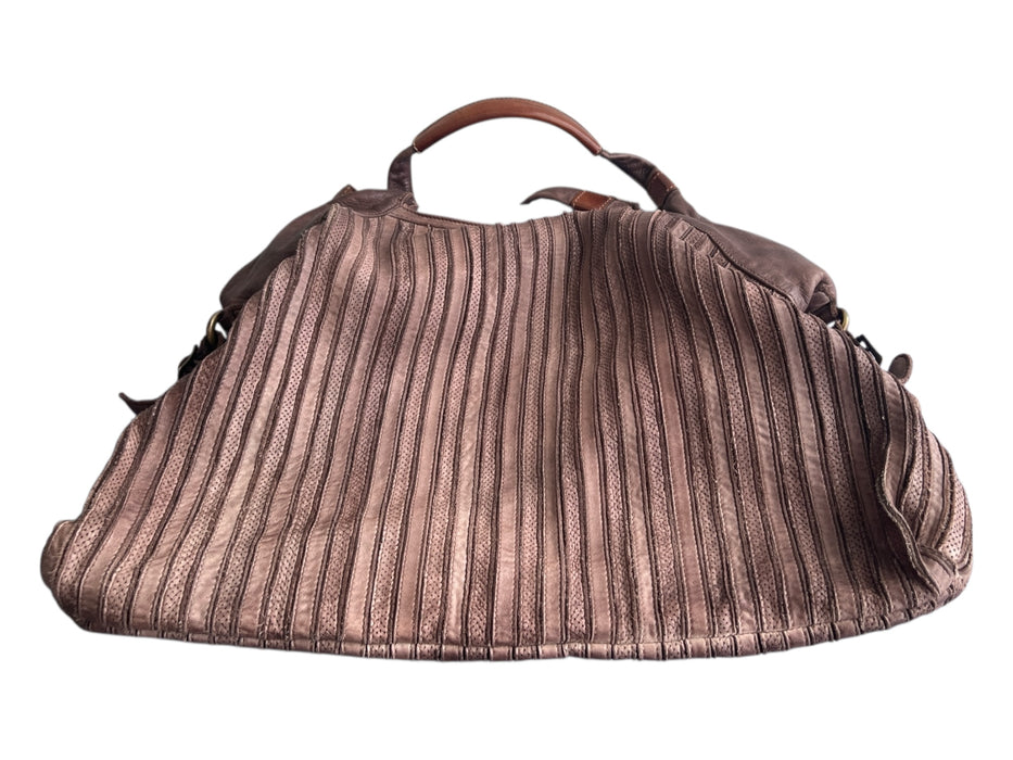 Reptile's House Brown Leather Shoulder Bag Zipper Closure Interior Pocket Bag Brown / Medium