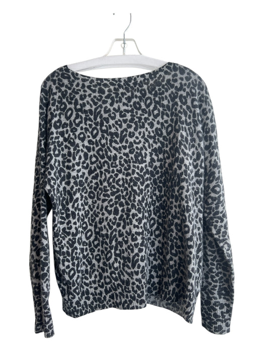 360 Cashmere Size XS Black & Gray 100% Cashmere Knit Animal Print Sweater Black & Gray / XS