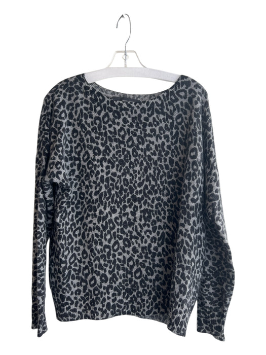 360 Cashmere Size XS Black & Gray 100% Cashmere Knit Animal Print Sweater Black & Gray / XS