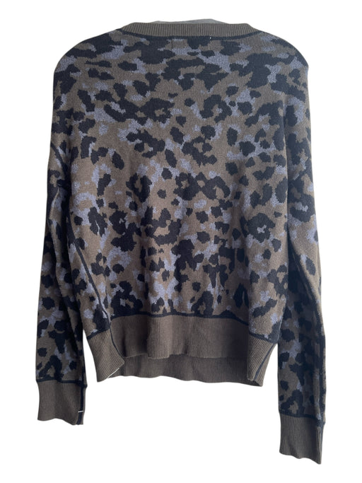 John + Jenn Size S Green & Multi Acrylic Blend Knit Animal Print Sweater Green & Multi / S