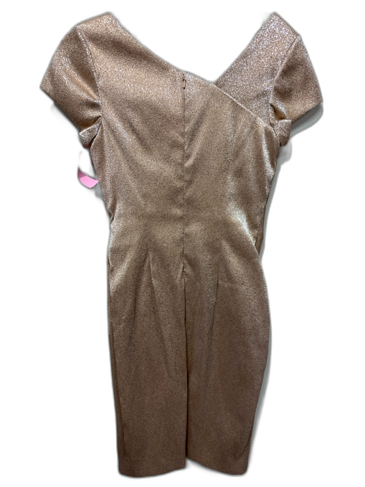 Theia Size 2 Gold & Silver Polyester Blend Metallic Thread Rouched Side Dress Gold & Silver / 2