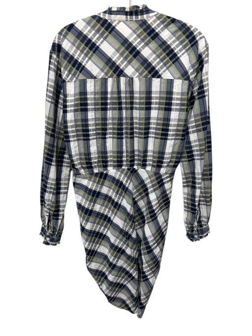 Veronica Beard Size 6 Navy Blue, White, Green Cotton Blend Plaid Dress Navy Blue, White, Green / 6