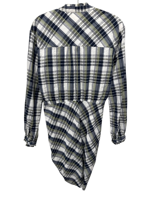 Veronica Beard Size 6 Navy Blue, White, Green Cotton Blend Plaid Dress Navy Blue, White, Green / 6