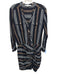 Veronica Beard Size 6 Black, Brown, White Cotton Blend Ruched Stripes Dress Black, Brown, White / 6