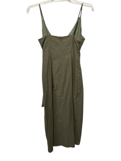 Greylin Size XS Olive Green Cotton Blend Gathered Side Wrap Midi Dress Olive Green / XS