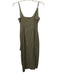 Greylin Size XS Olive Green Cotton Blend Gathered Side Wrap Midi Dress Olive Green / XS
