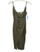 Greylin Size XS Olive Green Cotton Blend Gathered Side Wrap Midi Dress Olive Green / XS