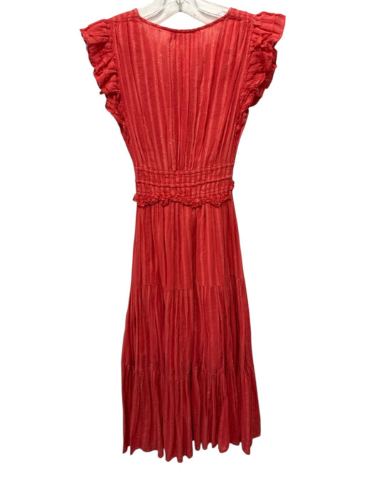 Karina Grimaldi Size S Orange Cotton Metallic Thread Stripe Maxi Dress Orange / S