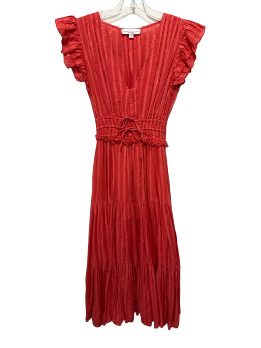 Karina Grimaldi Size S Orange Cotton Metallic Thread Stripe Maxi Dress Orange / S