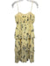 Self Portrait Size 4 Yellow & Black Polyester Pleated Flroal & Polka Dot Dress Yellow & Black / 4