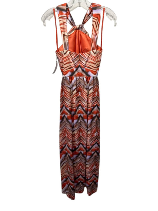 Antonio Melani Size 0 orange, brow, purple Polyester Satin Chevron Maxi Dress orange, brow, purple / 0