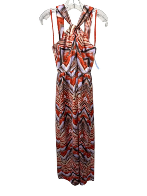 Antonio Melani Size 0 orange, brow, purple Polyester Satin Chevron Maxi Dress orange, brow, purple / 0