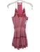 Karina Grimaldi Size S Pink & Red Cotton Embroidered Beaded Smocked Waist Dress Pink & Red / S