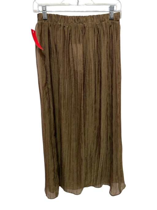Zara Size XS Olive Brown Polyester Elastic Waist Iridescent Crinkle Skirt Olive Brown / XS