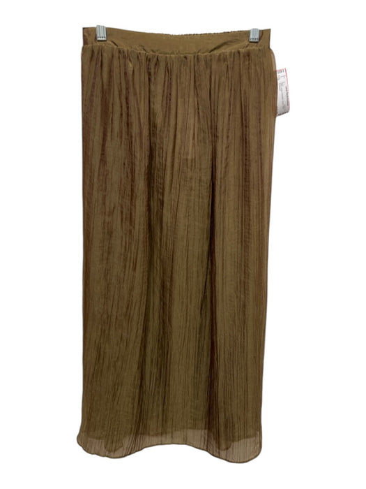 Zara Size XS Olive Brown Polyester Elastic Waist Iridescent Crinkle Skirt Olive Brown / XS