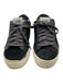 P448 Shoe Size 37 Black & White Leather Low Top lace up Pony Hair Sneakers Black & White / 37