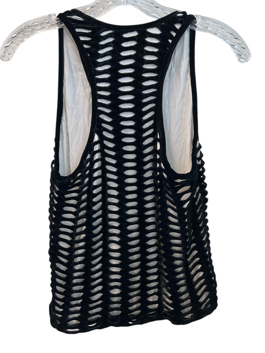 Giorgio Armani Size 12 Black & White Viscose Sleeveless Cut Outs Round Neck Top Black & White / 12