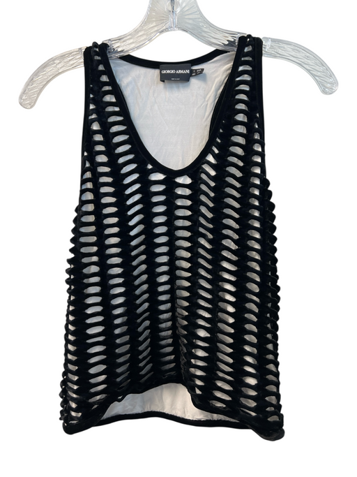 Giorgio Armani Size 12 Black & White Viscose Sleeveless Cut Outs Round Neck Top Black & White / 12