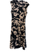 Donna Karan Size 4 Tan & black Lined Sleeveless Abstract FLoral V Neck Dress Tan & black / 4