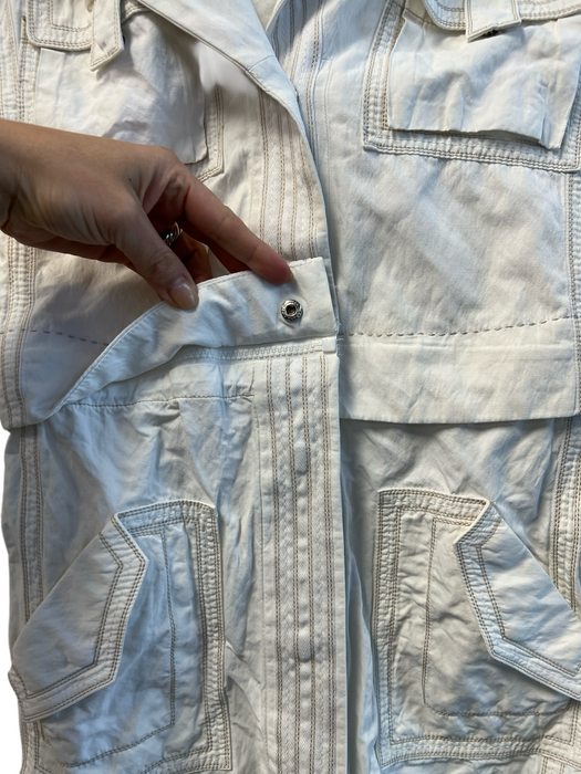 No Brand Size XS White Cotton Blend Hood Contrast Stitch Snap Closure Jacket White / XS