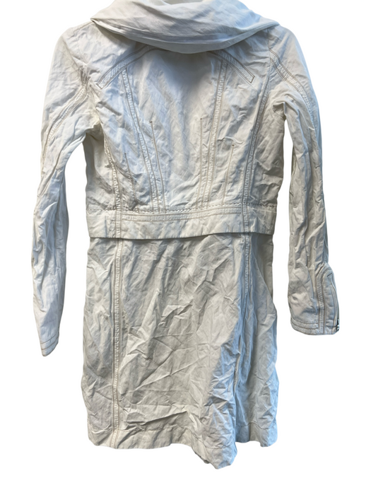 No Brand Size XS White Cotton Blend Hood Contrast Stitch Snap Closure Jacket White / XS