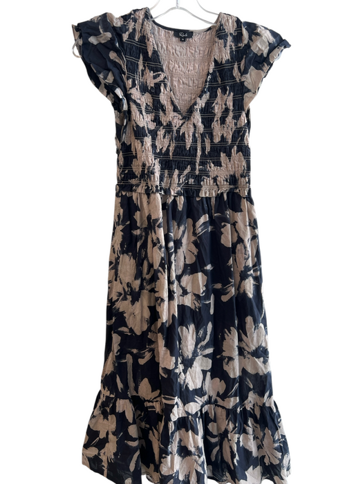 Rails Size Medium Black & Tan No Fabric Tag All Over Print V Neck Dress Black & Tan / Medium