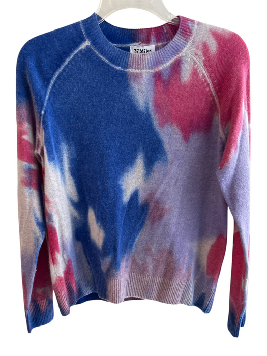 27 Miles Size Small Pink, Blue & Multi Cashmere Crew Neck Tye Dye Pull Over Top Pink, Blue & Multi / Small